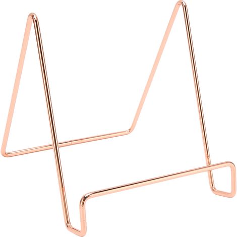 Support pour assiettes en métal, traitement de placage antirouille, porte-assiettes en fer, présentoir pour tablettes, CD, disques vinyles et livres, or rose (1/5)
