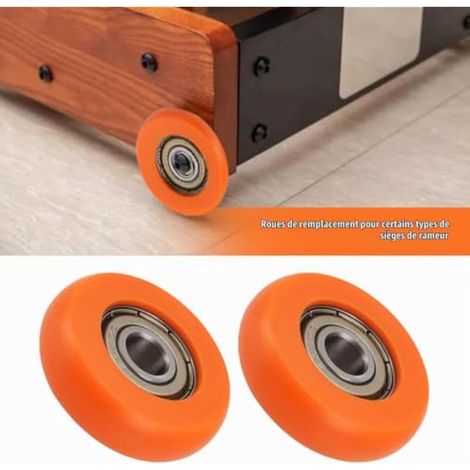2PCS Rouleau de siège pour appareil de rameur Diamètre extérieur 36mm Largeur 10mm Diamètre intérieur 8mm Rouleau en nylon en acier inoxydable avec roulement Capacité de charge 67kg Orange (1/3)