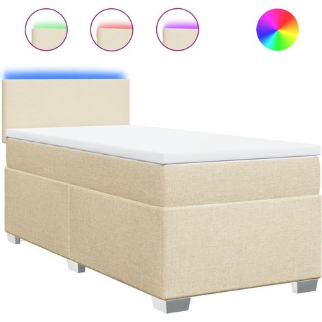 Maison Exclusive - Giroletto a Molle con Materasso Crema 90x200 cm inTessuto (1/5)