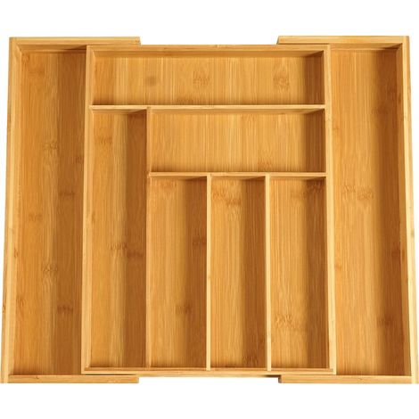 Range Couverts Coulissant pour tiroirs,7-9 compartiments,Range-Couverts, rangement tiroir cuisinep en bois,pour ustensiles de cuisine,fournitures de bureau (1/5)
