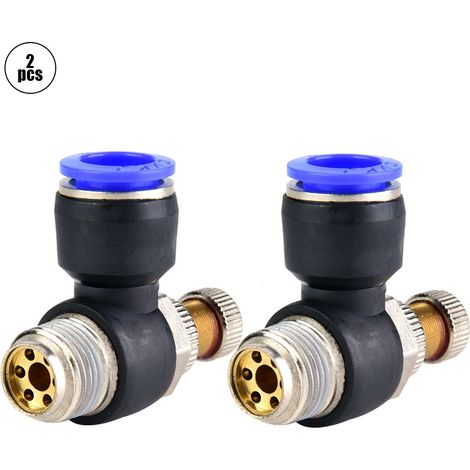 2 pièces Contrôleur de vitesse de débit d'air pour tuyau Raccord pneumatique Valve de régulation (SL12-03) (1/5)