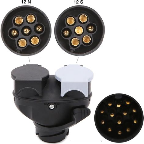 Adaptateur Caravane 13 Broches vers 7 Broches - Compatible Remorque Automobile - Raccord Étanche avec Embouts Démontables en Laiton - 1 Pièce (1/5)