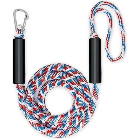 Bootskabeltrommel - 1 Schlaufe M8 blau, rot und weiß - Bootskabeltrommel - Schwarz - Kabeltrommel - Bootskabel - Bootszubehör - Festmacherleine mit Haken - Geeignet für Boote, Kajaks, Jetskis, Flöße u