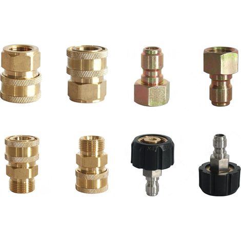 Kits de connexion rapide pour nettoyeur haute pression (8 pièces) - Adaptateurs pour nettoyeur haute pression automobile - Kits de connexion/déconnexion rapide 3/8 pouce (1/5)