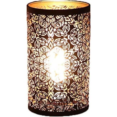 Metal Lampshade, Hollow Metal Sculpture Lampshade with Circular Cylindrical Pattern, E27 E26 Decorative Detachable Bedside Table Lamp Shade (1/5)