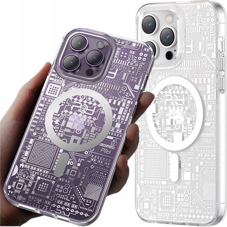 Funda magnética Kingxbar PQY Geek Series para iPhone 14 Plus MagSafe plateada (1/5)
