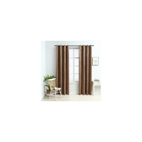 Verdunkelungsvorhänge mit Ösen, 2-teilig, Samt, beige, 140 x 245 cm - Crezuo