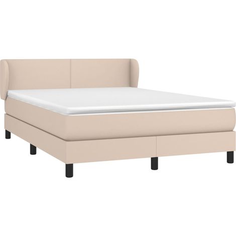 vidaXL Giroletto a Molle con Materasso Cappuccino 140x190cm Similpelle (1/4)