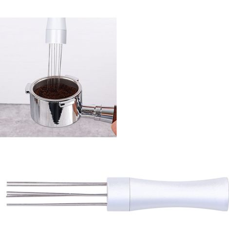 Aiguille à mélanger le café professionnelle, tamper manuel pour poudre de café, finition argentée (1/5)