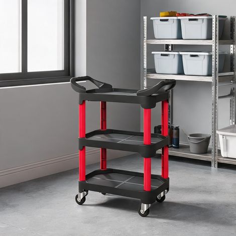 Servante d'atelier 3 étagères 81 x 43 x 96 cm noir capacité 68 kg (1/5)
