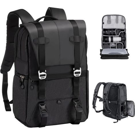 Sac à dos de voyage pour appareils photo, compatible avec les ordinateurs portables 15 6 16 pouces. (1/4)