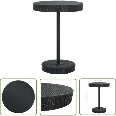 The Living Store Table de jardin Noir 75,5x106 cm Résine tressée - Table De Jardin - Table Extérieure - Mobilier De Jardin - Table Ronde - Résine Tressée (1/4)