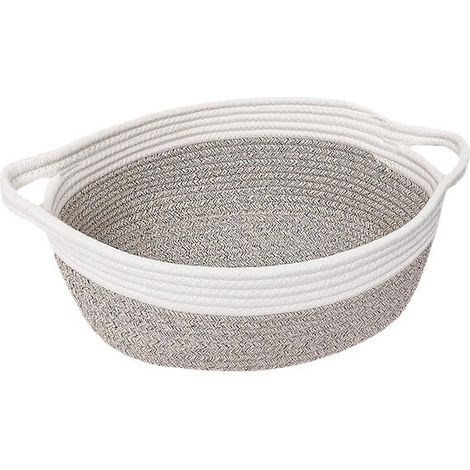 Panier de rangement pour jouets, beige et blanc, 3012,520 cm, avec poignée, corde en coton tissée à la main, pour rang (1/5)