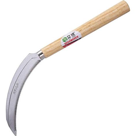 6.3" Sawed Tooth Grass and Japanese Sickle Stainless Steel, Hardwood Handle 7.87" (1/5)
