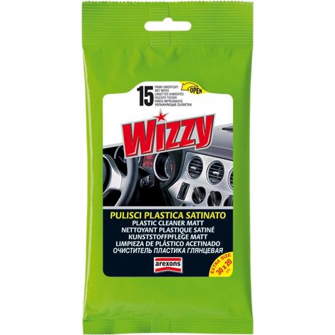 panni umidificati per pulizia plastica e cruscotto auto satinato arexons "wizzy" 15 pz