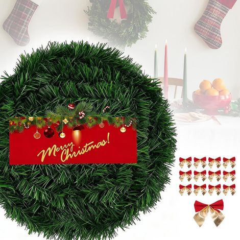 Weihnachtsgirlande 10m mit 45 Schleifen, künstlich, DIY, Deko