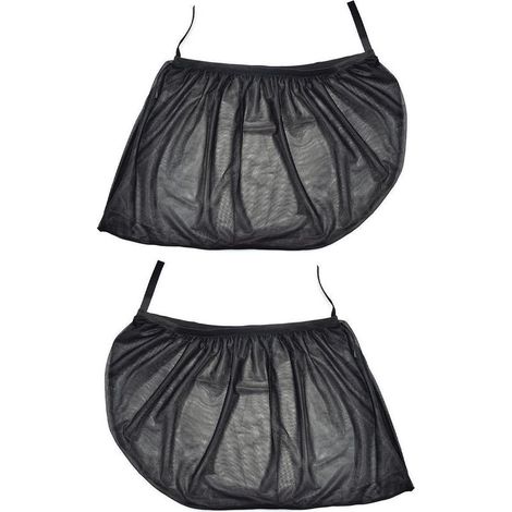 Paire de pare-soleil de voiture, rideau anti-moustiques pour fenêtre, maille noire, couverture de protection solaire latérale avant. (1/4)