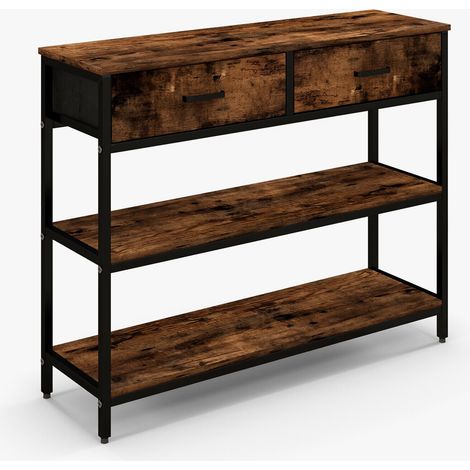 Table console avec tiroirs en tissu pliants pour l'entrée - marron rustique (1/5)