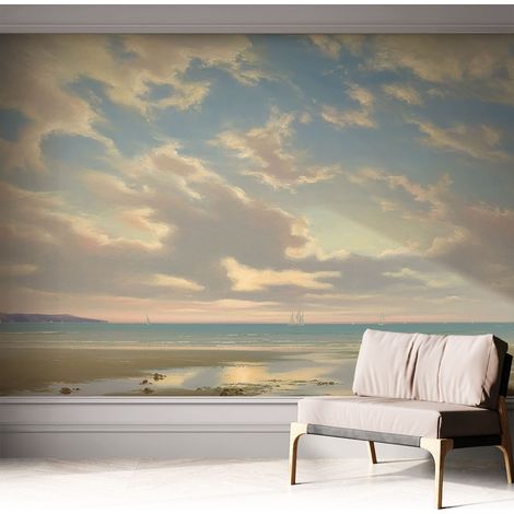 Papier peint adhésif autocollant pour salon chambre à coucher peint imprimé pour mur Rive paisible 312x219 cm (1/5)