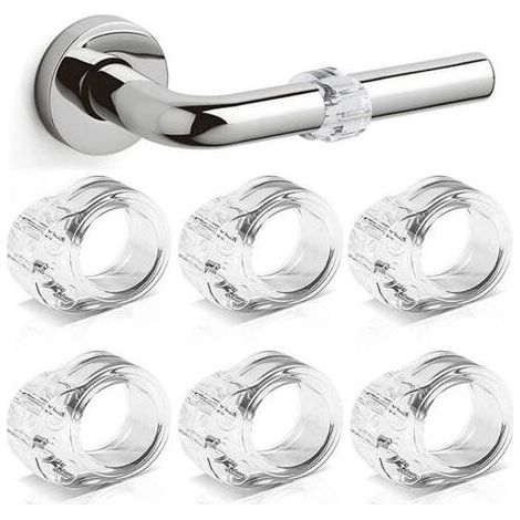 6 Pièces Protection Poignee Porte - Butée de Porte en Silicone - Butoir Poignée de porte en PVC - Stop Porte Non Toxique Transparent - Protéger le Mur - Stoppeur fenêtre(Bague Simple) (1/5)