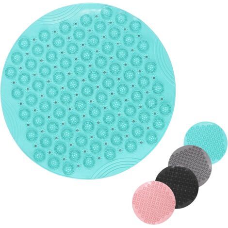 Tapis de Bain Extra carré Anti-moisissure avec ventouses, Trous de Drainage, Lavable en Machine, pour Enfants, Personnes âgées (Vert, Rond 55 x 55 cm) (1/5)