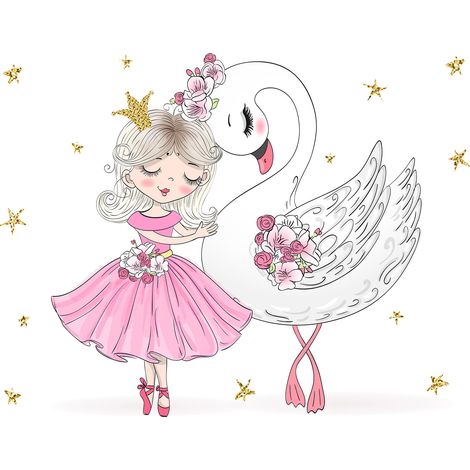 Papier peint panoramique Enfants - Princesse Cygne - 130 cm x 103 cm (1/2)
