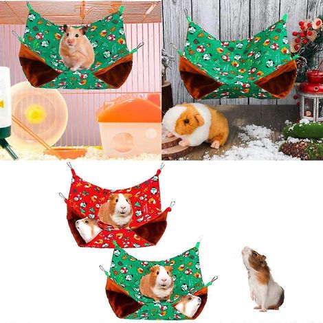 Hamac suspendu double couche respirant et confortable pour petits animaux de compagnie, notamment hamsters. (1/4)