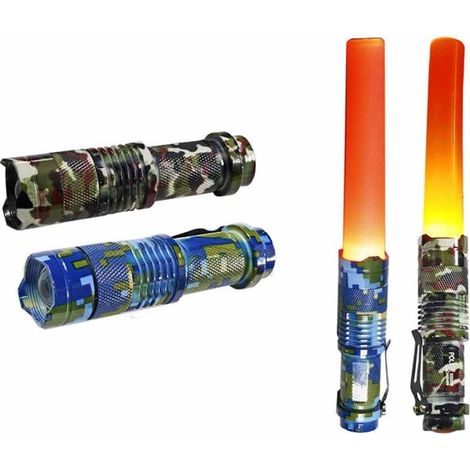 Torcia led militare per emergenze ricaricabile pila a batterie con zoom mini tascabile camouflage per caccia campeggio ciclismo pesca (1/4)