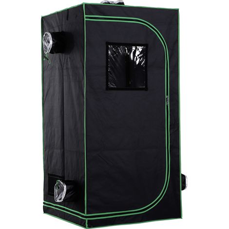 GagaChambre de Culture hydroponique Tente de Culture Grow Box 0,8L x 0,8l x 1,6H m Oxford 600D Mylar Noir Vert (1/5)