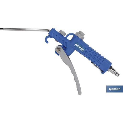 COFAN pistola soplar plastico larga 110mm. , Pistola sopladora normal 110 mm, con boquilla metálica curva de 8 cm y cuerpo de nylon. Estructura duradera ya que está hecha de un mat (1/2)