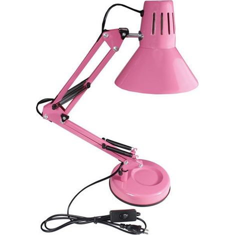 Lampada da scrivania E27 braccio snodabile luce da tavolo base morsetto incluso Rosa