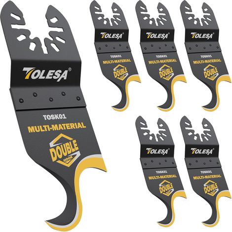 Lot de 5 lames de scie oscillantes pour outils multifonctions pour couper des matériaux souples, des bardeaux de toiture, des tapis de sol en PVC, du carton (1/5)