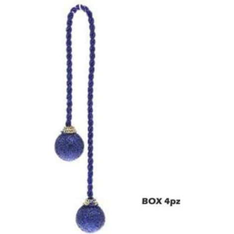 4 pendoli con 2 sfere glitterate per albero natale - colore blu - decorazioni addobbi natalizi