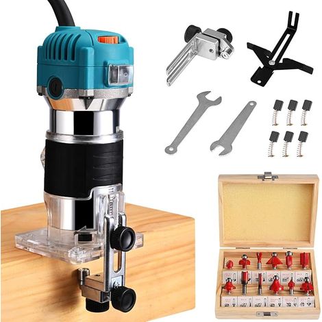 800w 6.5amp Wood Cutter Stable Hand Adjustable Speed 2000-31000rpm Compact Wood Router Tool Portable DIY Hand Router with 15pcs Router Bits (1/5)