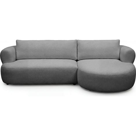 ELLY - Canapé d'angle tissu chenille 4 places - Droit - Gris foncé