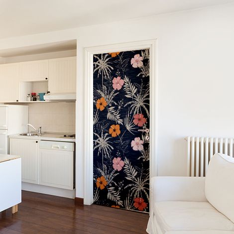 Sticker Autocollant Plantes Tropicales pour Porte, 204 cm X 83 cm (1/4)