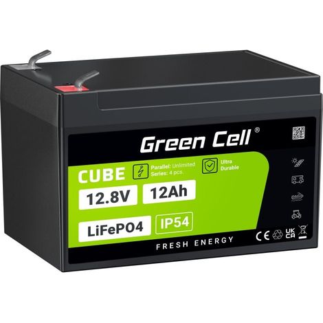 Pile cubique LiFePO4 verte 12 Ah 12 V/12,8 V (1/5)