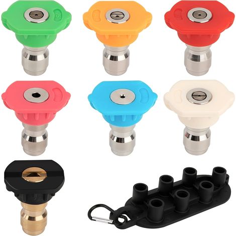 Buse Turbo pour Nettoyeur Haute Pression, 7 Pièces Embouts de Buse de Pulvérisation pour Laveuse à Pression, Connexion Rapide 1/4", 4000 PSI, pour le Nettoyage de Voiture et le Jardinage (1/5)
