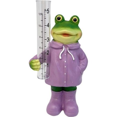 Pluviomètre de Jardin Paysage Ferme Extérieur Facile à Lire Statue Animale en Résine Grenouille (1/5)