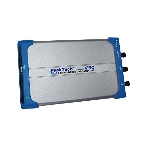 PeakTech 1290 – Oscilloscopio per PC a 2 canali (25 MHz) con USB e LAN, Software per PC, DSO, Oscilloscopio a memoria digitale (10 MiB/Ch), 20 Modalità di misurazione automatica - Per Windows (1/4)