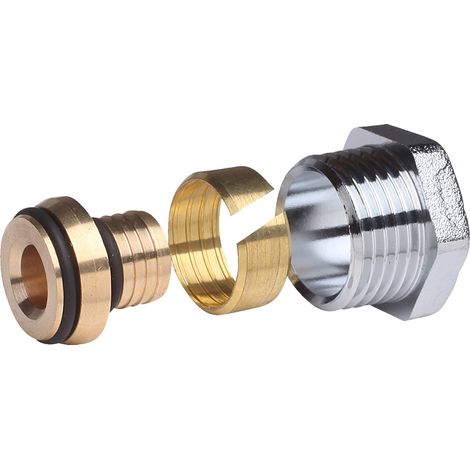 Danfoss Klemmverbinder R 1/2"AG auf 16x2 für Rohre aus Alupex, 10 Stück, Chrom (1/2)