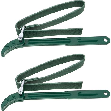Heavy-Duty Adjustable Strap Wrench for Water Filters and Bottles, Green Cast Iron, 2-Piece Set, Multipurpose Tool for Plumbers and Mechanics (1/5)