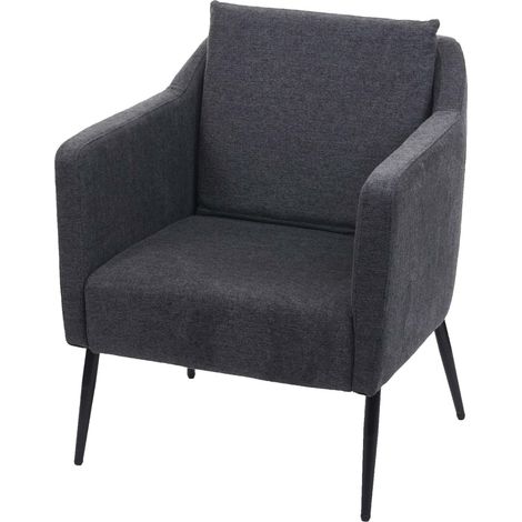 Fauteuil de salon HWC-H93a, Fauteuil Fauteuil cocktail Fauteuil relax - Tissu/Textile gris foncé (1/5)