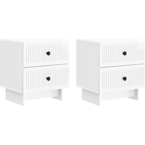 Maison Exclusive - Nachttisch 2 stk. Hochglanz Weiß 43 x 34,5 x 4 (1/5)