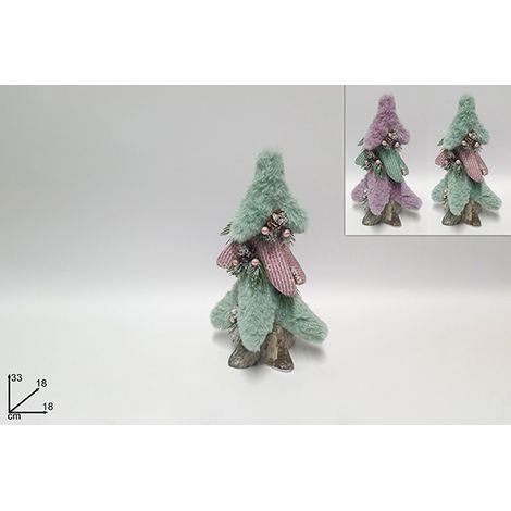 Decorazione Natalizia Albero di Natale con Pigne e Bacche con Cappello 33 cm