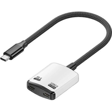 Adaptateur multiport 2 en 1 USB-C vers HDMI compatible, charge rapide PD 100 W, sortie vidéo 8K à 60 Hz pour Switch, PC et ordinateur portable (A) (1/5)