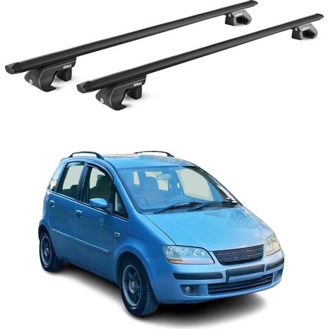 OMAC Barres de toit aluminium certifiées TÜV pour Fiat Idea 2003-2012 – Pour rails de toit standards – Rainure en T – Charge max 90 kg – 2 antivols Noir (1/4)