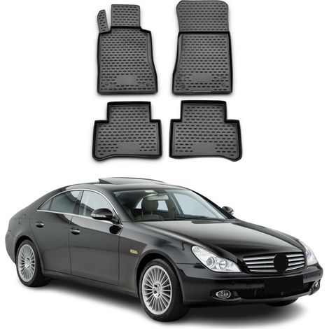 Tapis de Sol Compatible avec Mercedes Classe CLS W219 2004-2010 Caoutchouc TPE Noir