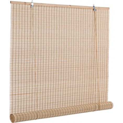 Tenda Anna naturale in bamboo, barre in legno e filo di poliestere copertura 75% -120x260h (1/4)