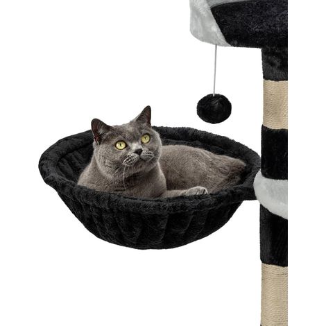 lionto Amaca per Tiragraffi per Gatti Accogliente Nido di Morbido Peluche Diametro 40 cm, Profondità 15 cm Nero (1/5)